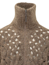 BRUNELLO CUCINELLI - Cardigan con Zip e Lavorazione a Trecce - Marrone - LIDIASHOPPING® - Official Website
