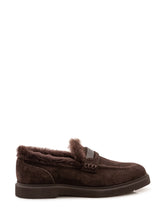 BRUNELLO CUCINELLI - Mocassino con Bordo in Pelliccia - Marrone - LIDIASHOPPING® - Official Website