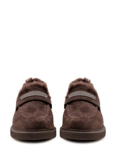 BRUNELLO CUCINELLI - Mocassino con Bordo in Pelliccia - Marrone - LIDIASHOPPING® - Official Website