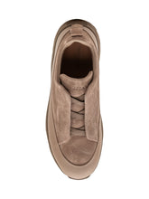 ZEGNA - Low top sneakers featuring a rounded upper, decorative stitching and rear pull tab. Designed with a thick sculpted sole and pronounced lug tread. - Brown - LIDIASHOPPING® - Official Website