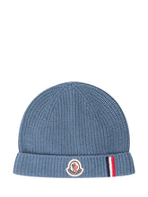 MONCLER KIDS - Knitted Hat - Blue - LIDIASHOPPING® - Official Website