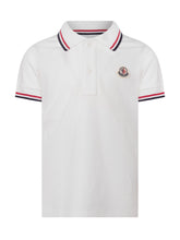 MONCLER KIDS - Polo con Profili a Righe - Bianco - LIDIASHOPPING® - Official Website