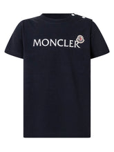 MONCLER KIDS - T-shirt with Front Lettering - Black - LIDIASHOPPING® - Official Website