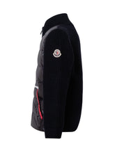 MONCLER KIDS - Cardigan Trapuntato con Maniche Lavorate - Blu - LIDIASHOPPING® - Official Website