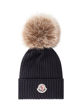 MONCLER KIDS - Knitted Hat With Pom Pom - Blue - LIDIASHOPPING® - Official Website