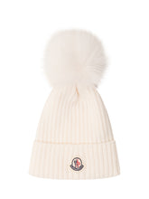 MONCLER KIDS - Knitted Hat With Pom Pom - White - LIDIASHOPPING® - Official Website