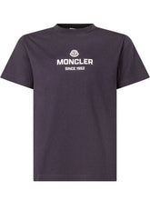 MONCLER KIDS - T-shirt with Front Embroidery - Blue - LIDIASHOPPING® - Official Website