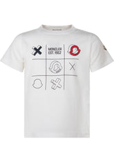 MONCLER KIDS - T-shirt con Grafica Geometrica - Bianco - LIDIASHOPPING® - Official Website