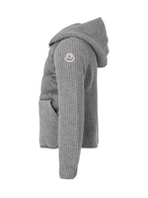 MONCLER KIDS - Cardigan con Cappuccio e Pannello Trapuntato - Grigio - LIDIASHOPPING® - Official Website