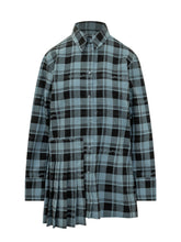 OFF-WHITE - Checked Shirt Dress with Pleated Panel - Blue - LIDIASHOPPING® - Official Website