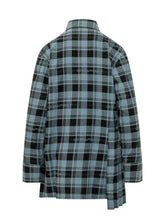 OFF-WHITE - Checked Shirt Dress with Pleated Panel - Blue - LIDIASHOPPING® - Official Website