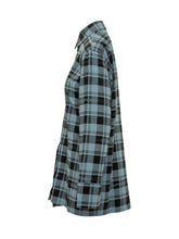 OFF-WHITE - Checked Shirt Dress with Pleated Panel - Blue - LIDIASHOPPING® - Official Website