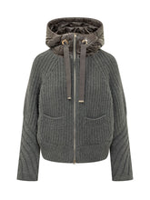 HERNO - Piumino in Maglia con Cappuccio - Grigio - LIDIASHOPPING® - Official Website