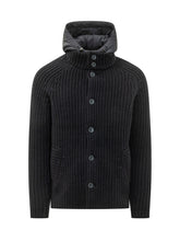 HERNO - Knit Jacket with Hood - Blue - LIDIASHOPPING® - Official Website