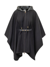 MONCLER - Cape with Hood and Belt - Blue - LIDIASHOPPING® - Official Website