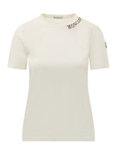 MONCLER - T-shirt Girocollo con Logo Ricamato - Bianco - LIDIASHOPPING® - Official Website