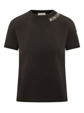 MONCLER - T-shirt Girocollo con Logo Ricamato - Nero - LIDIASHOPPING® - Official Website