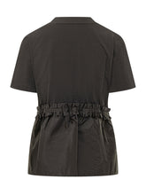 MONCLER - T-shirt con Dettagli Arricciati - Nero - LIDIASHOPPING® - Official Website
