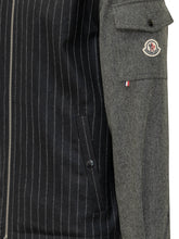 MONCLER - Overshirt con Zip e Motivo Gessato - Nero - LIDIASHOPPING® - Official Website