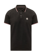 MONCLER - Polo con Profili a Righe - Nero - LIDIASHOPPING® - Official Website