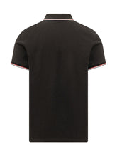MONCLER - Polo con Profili a Righe - Nero - LIDIASHOPPING® - Official Website