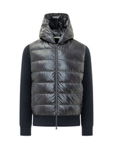 MONCLER - Cardigan con Cappuccio Trapuntato - Blu - LIDIASHOPPING® - Official Website
