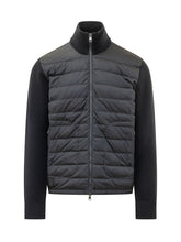 MONCLER - Cardigan con Collo Alto Trapuntato - Blu - LIDIASHOPPING® - Official Website