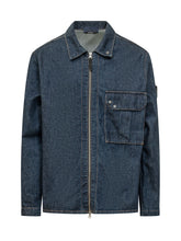 STONE ISLAND - Overshirt con Tasca Applicata - Blu - LIDIASHOPPING® - Official Website