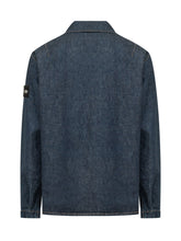 STONE ISLAND - Overshirt con Tasca Applicata - Blu - LIDIASHOPPING® - Official Website
