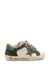GOLDEN GOOSE KIDS - Old School Leather Sneaker with Applied Star - White - LIDIASHOPPING® - Official Website