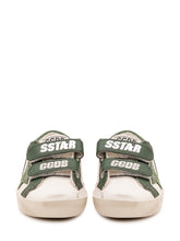GOLDEN GOOSE KIDS - Old School Leather Sneaker with Applied Star - White - LIDIASHOPPING® - Official Website