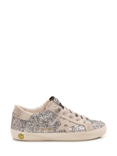 GOLDEN GOOSE KIDS - Super Star Sneaker con Glitter - Argento - LIDIASHOPPING® - Official Website