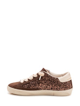 GOLDEN GOOSE KIDS - Super Star Glitter Sneaker with Applied Star - Brown - LIDIASHOPPING® - Official Website