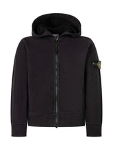 STONE ISLAND KIDS - Zip Up Hooded Sweatshirt - Black - LIDIASHOPPING® - Official Website