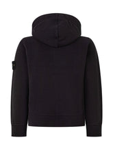 STONE ISLAND KIDS - Zip Up Hooded Sweatshirt - Black - LIDIASHOPPING® - Official Website