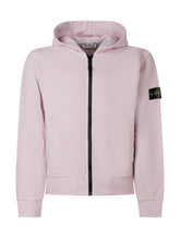 STONE ISLAND KIDS - Zip Up Hooded Sweatshirt - Pink - LIDIASHOPPING® - Official Website