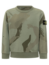 STONE ISLAND KIDS - Felpa Girocollo con Stampa Camouflage - Verde - LIDIASHOPPING® - Official Website