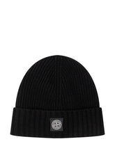 STONE ISLAND KIDS - Berretto a Coste con Risvolto - Nero - LIDIASHOPPING® - Official Website