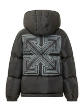 OFF-WHITE KIDS - Piumino Corto con Cappuccio - Nero - LIDIASHOPPING® - Official Website