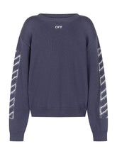 OFF-WHITE KIDS - Maglione Girocollo con Motivo sulle Maniche - Blu - LIDIASHOPPING® - Official Website