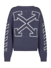 OFF-WHITE KIDS - Maglione Girocollo con Motivo sulle Maniche - Blu - LIDIASHOPPING® - Official Website