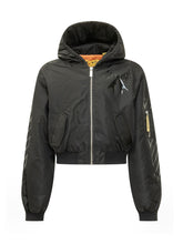 OFF-WHITE KIDS - Cropped Bomber Jacket with Hood - Black - LIDIASHOPPING® - Official Website