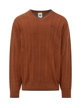 ADIDAS ORIGINALS - Cable Knit Sweater with V Neck - Brown - LIDIASHOPPING® - Official Website