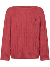 POLO RALPH LAUREN KIDS - Maglia Girocollo a Trecce - Rosso - LIDIASHOPPING® - Official Website