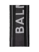 BALMAIN KIDS - Scarf with Maxi Lettering and Fringed Edges - Black - LIDIASHOPPING® - Official Website