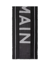 BALMAIN KIDS - Scarf with Maxi Lettering and Fringed Edges - Black - LIDIASHOPPING® - Official Website