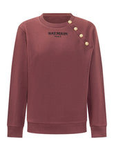 BALMAIN KIDS - Crew Neck Sweatshirt with Shoulder Buttons - Red - LIDIASHOPPING® - Official Website