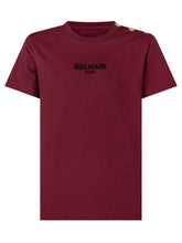 BALMAIN KIDS - T-shirt con Chiusura sulla Spalla - Rosso - LIDIASHOPPING® - Official Website