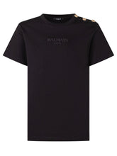 BALMAIN KIDS - T-shirt with Shoulder Buttons - Black - LIDIASHOPPING® - Official Website