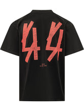 44 LABEL GROUP - T-shirt Girocollo con Scritta Guestlist - Nero - LIDIASHOPPING® - Official Website